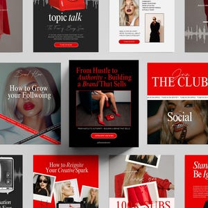 Podcast Instagram Post Templates, Red Social Media Bundle