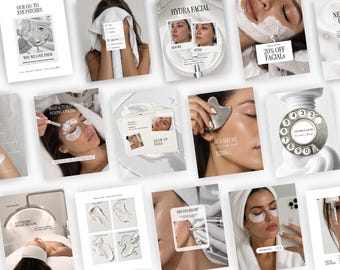 Skincare Canva Post Templates, Medspa Instagram Templates, Esthetician Social Media Pack, Beauty Instagram Story Posts