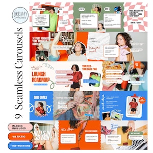 Gewagte Social-Media-Karussell-Vorlagen, bunte Instagram-Posts,