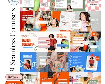 Bold Social Media Carousel Templates, Colourful Instagram Posts,