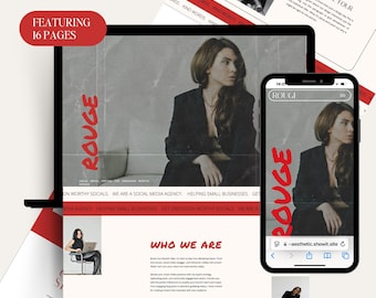 Showit Website Template for Social Media Managers – Bold Editorial 16 Page Website Design