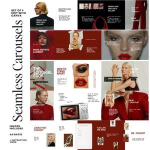 Red Carousel Templates | Seamless instagram Carousel | Portrait Instagram Posts | Modern Instagram Template | Editorial Business Carousels