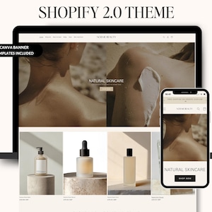 Skincare Wellness Shopify Theme Template, Clean Muted Shopify Theme, Neutral Aesthetic Shopify, Skincare Website, Luxury Retail Website