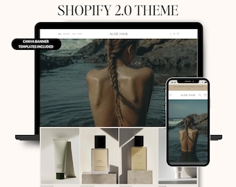 Shopify Hair Theme, 2.0 Responsive Design with Canva Banner Templates