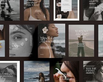 Wellness Marketing Social Media Kit, Breath Work Coach Canva Templates, Health Coach Templates, Holistic Instagram