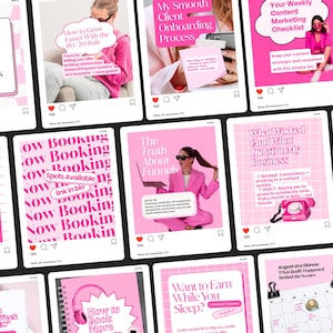 Pink Instagram Portrait Templates – Canva Pack for Social Media Managers & Coaches, Agency Templates