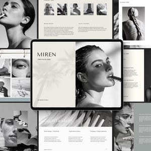 Modèle de portfolio Canva, présentation de 29 diapositives et kit média, portfolio de créateur de contenu, présentation de marque modifiable pour les designers indépendants