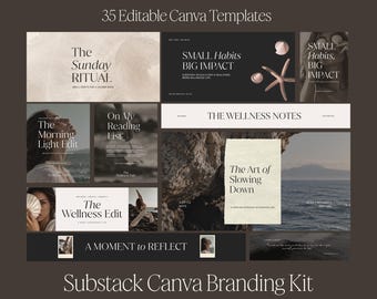 Substack Branding Kit, Canva Newsletter Templates, Editorial Graphics Bundle