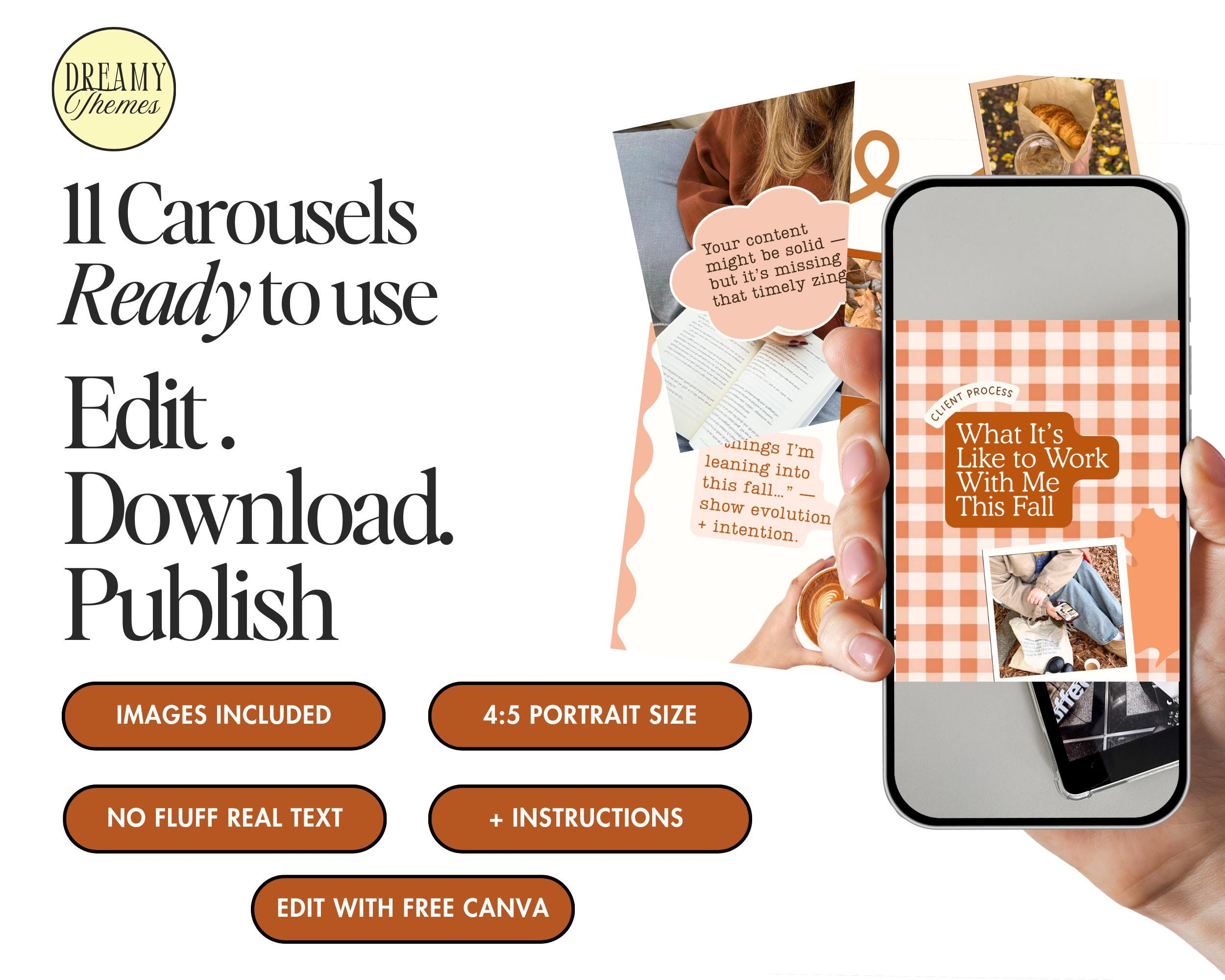 Fall Instagram Carousel Templates – Autumn Canva Storytelling Pack ...