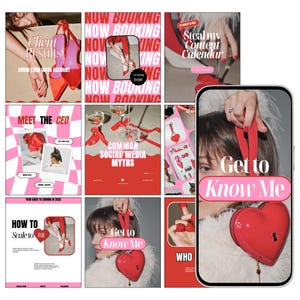 Bold Red Instagram Post Templates, Business Coach Content Creator Social Media Kit (Digital Download)