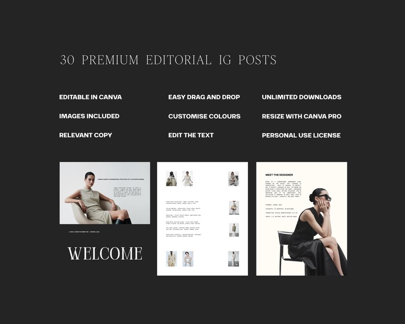 Canva Instagram Post Templates, Modern Social Media Kit (digital ...