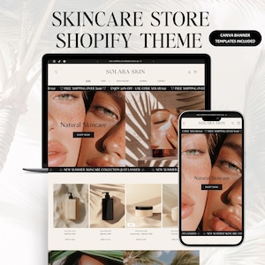 Skincare Shopify Theme, Wellness Shopify Template, Light Beige Shopify Website, Luxe Shopfiy, Beauty Shopify Store, Minimal Shopify Template