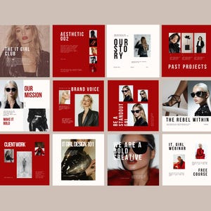 30 Red Canva Instagram Templates | Fashion Social Media Bundle (Digital Download) image 6