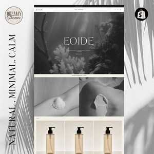 Plantilla de Shopify para tienda de cuidado de la piel, diseño minimalista con banners web de Canva.