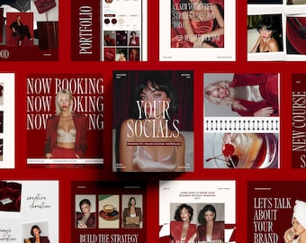 Instagram Template Bundle – Red Editable Canva Instagram Posts for Creators