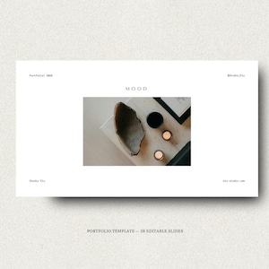 Portfolio Template, 28-Page Canva Mood Board with Editable Layouts