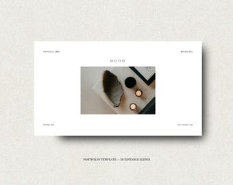 Portfolio Template, 28-Page Canva Mood Board with Editable Layouts
