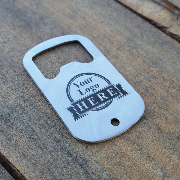 Personalized Minimalist Dog ID Bottle Opener Tag Military Business Keychain Stainless Steel Custom Laser Engraved Pocket Bottle Opener