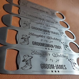 Stainless Steel Personalised Custom Laser Engraved Metal Bar Blade Bottle Opener
