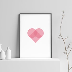 Heart Poster, Love is simple, Geometric Shapes
