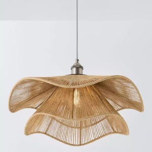 Lámpara colgante de yute / Lámpara de techo tejida a mano / Lámpara de araña rústica bohemia / Iluminación con cuerda natural