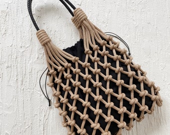 Macrame Fishnet Cord Mesh Bag | Prada Model | Macrame Luxury Bag