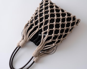 Macrame Fishnet Cord Mesh Bag | Prada Model | Macrame Luxury Bag