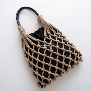 Macrame Fishnet Cord Mesh Bag | Custom Macrame Knot Bag | Macrame Shoulder Bag | Made-to-Order Bag