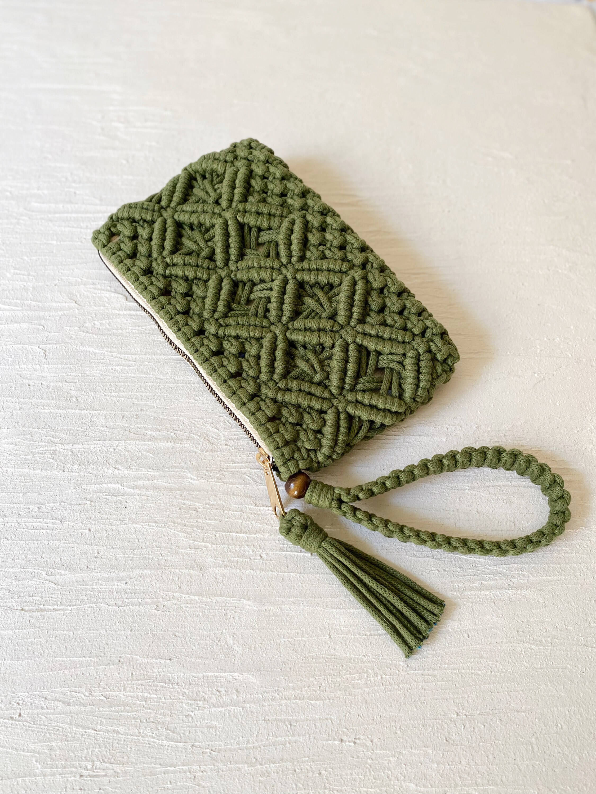 House of Macrame Handcrafted Macrame Clutch Bag with sling (Charcoal Grey) main image 1