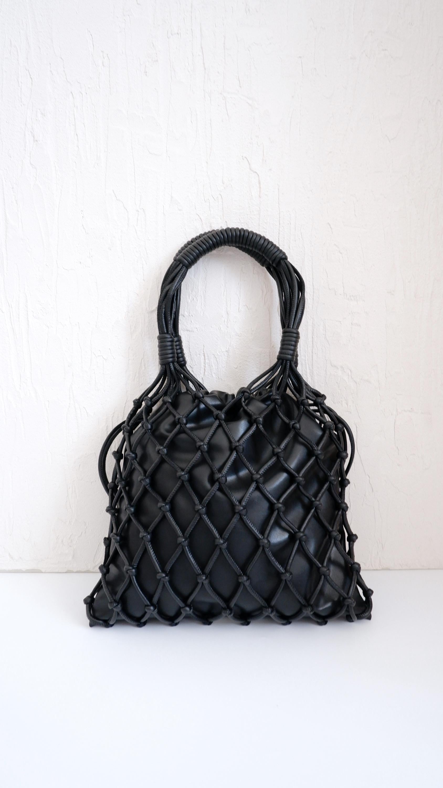 Macrame Leather Fish Net Bag | Macrame Net Bag | Macrame Luxury Bag