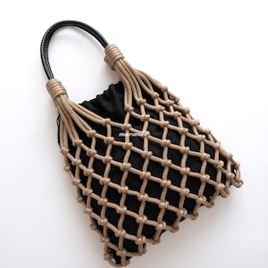 Sac cabas en macramé fait main | Sac bandoulière en filet | Sac de luxe | Sac d'été | Pochette à cordon | Cadeau pour elle