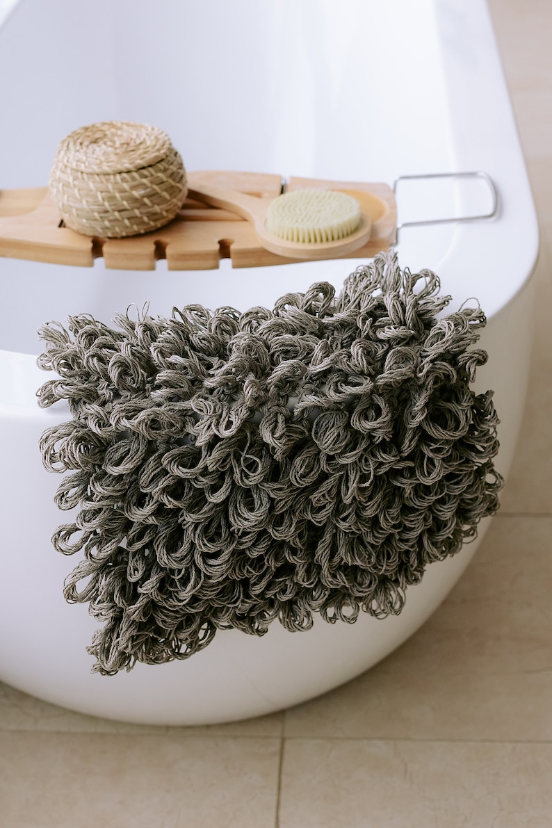 Macrame Braided Mat Gray Bathroom Mat Natural Linen Shower Etsy