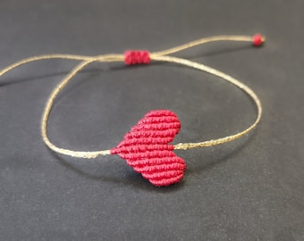 Bracelets coeur en macramé / Bracelets d'amour / Bracelet en macramé / Bracelets de l'amitié / Bracelet coeur