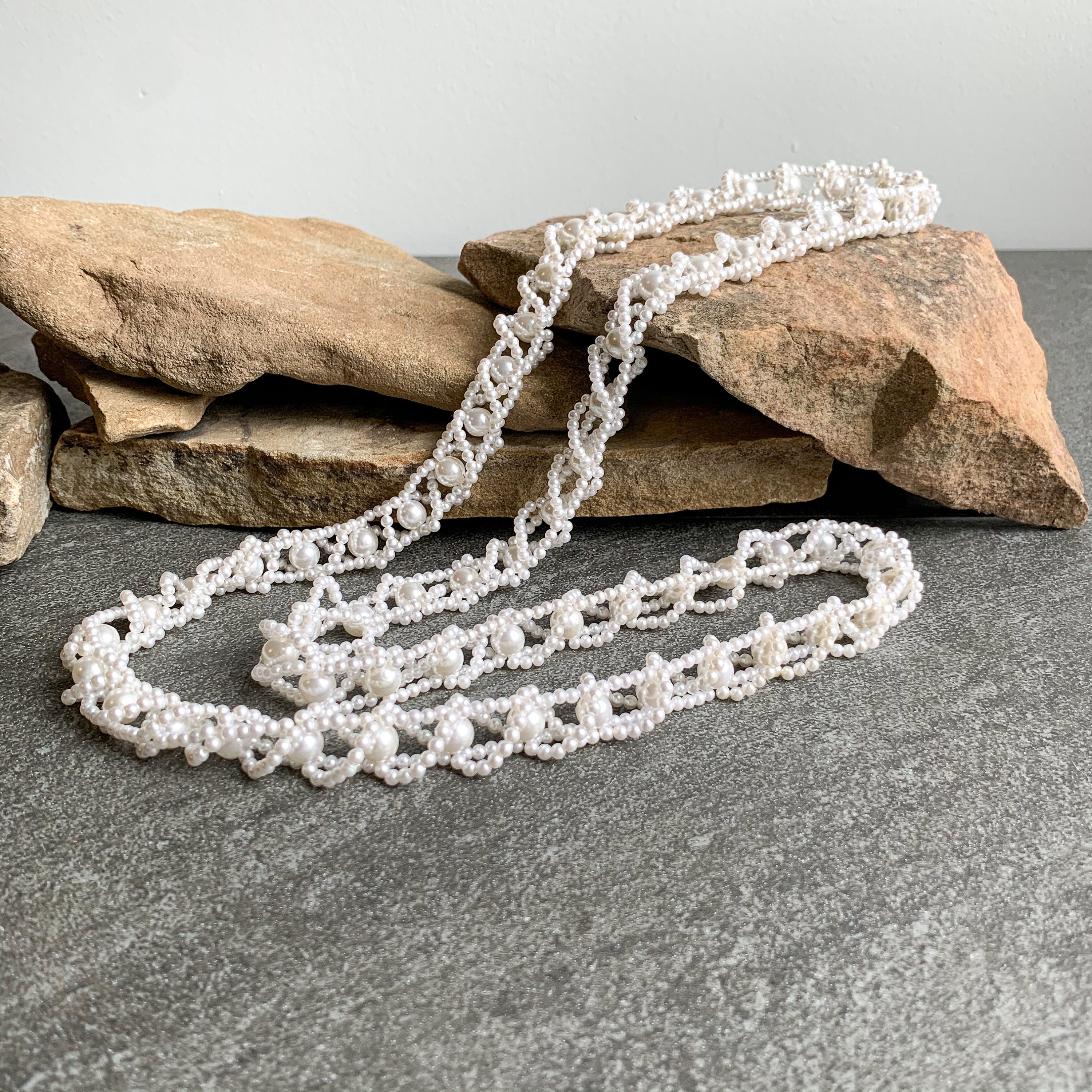 Long Twisted Fashion Pearl Necklace Endless Strand of Pearls Etsy