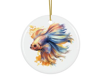 Aquarell Betta Fisch-Keramik-Verzierung: Feiertags-Hauptdekor