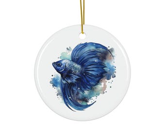 Aquarell Betta Fisch-Keramik-Verzierung: Feiertags-Hauptdekor