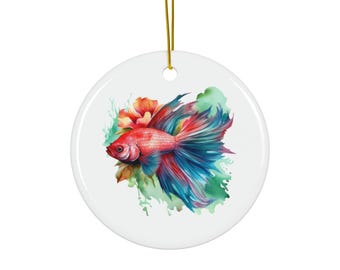 Aquarell Betta Fisch-Keramik-Verzierung: Feiertags-Hauptdekor