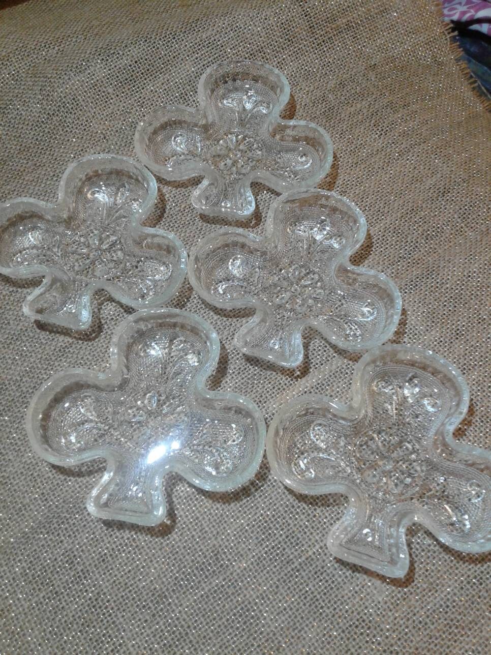 5 Vintage Tiara Indians Clover/Shamrock Glass Ashtrays Etsy
