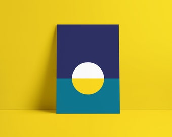 Abstrakter Sonnenuntergang Kunstdruck | Modernes Minimalistisches Sonnenuntergang Poster | Ästhetische Kunst | Geometrischer Sonnenuntergang | Mid-Century Kunst | Beruhigende Kunst | Wanddekoration