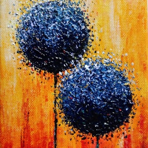 Malerei, Blumen, Abstrakt, Acryl, handgemacht, Lollipop-Painting, verschiedene Farbkombinationen, ich fertige auf Bestellung, Blau