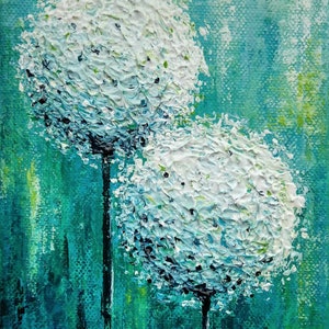 Painting, flowers, abstract, acrylic, handmade, lollipop painting, different color combinations, I make to order, Weiss