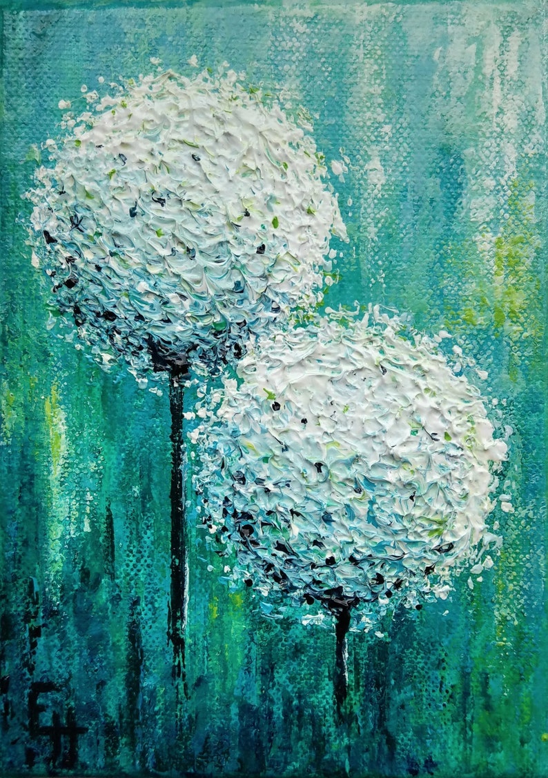 Painting, flowers, abstract, acrylic, handmade, lollipop painting, different color combinations, I make to order, Weiss