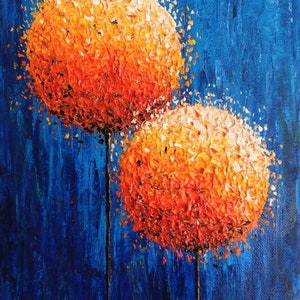 Painting, flowers, abstract, acrylic, handmade, lollipop painting, different color combinations, I make to order, Orange