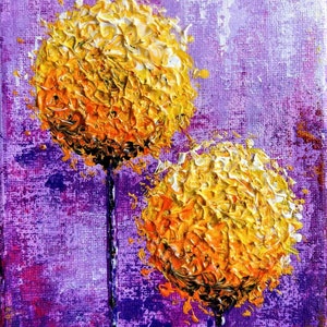 Painting, flowers, abstract, acrylic, handmade, lollipop painting, different color combinations, I make to order, Yellow