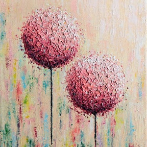 Painting, flowers, abstract, acrylic, handmade, lollipop painting, different color combinations, I make to order, Vintage rosa