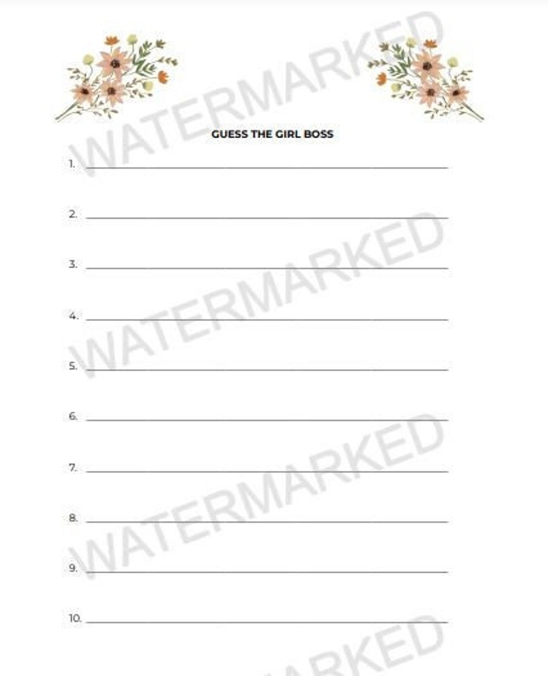 Guess the Girl Boss Baby Picture Guessing Game Template Etsy