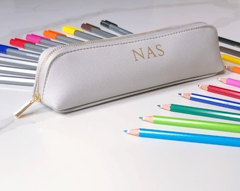 Personalised Pencil Case - Personalised Stationary Gift - Monogrammed Pencil Holder - Customised Initial Pouch for Pens - Gift For Her & Him