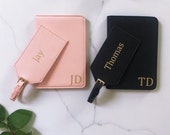 A Custom Made Monogram Initial Passport Holder with Matching Luggage Tag Classic Personalised Couples Gift for a Weekend Away or Vacation