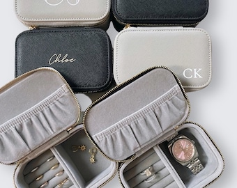 Coffret à bijoux personnalisé de luxe pour elle - Porte-bijoux de voyage sur mesure - Coffret à bijoux pour accessoires - Coffret à montre personnalisé