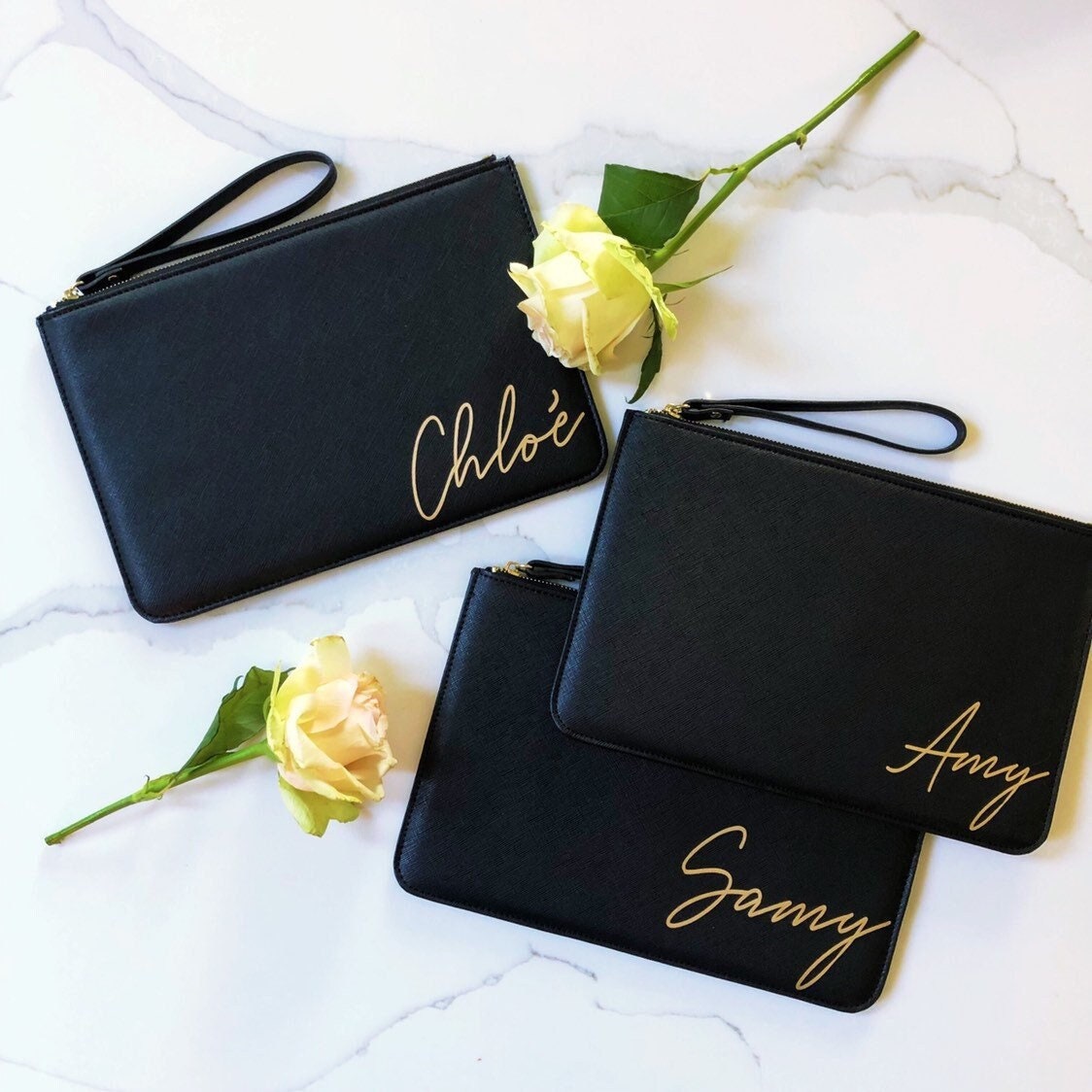 Personalised Clutch Bag With Name Custom Made Monogram Wristlet Purse Personalised Pouch Gift for Her Bachelorette Hen Gift Ideas Etsy Ireland